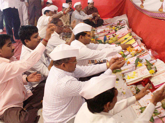 Traders perform chopda puja in Mumbai