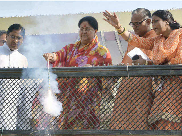 Vasundhra Raje lights crackers