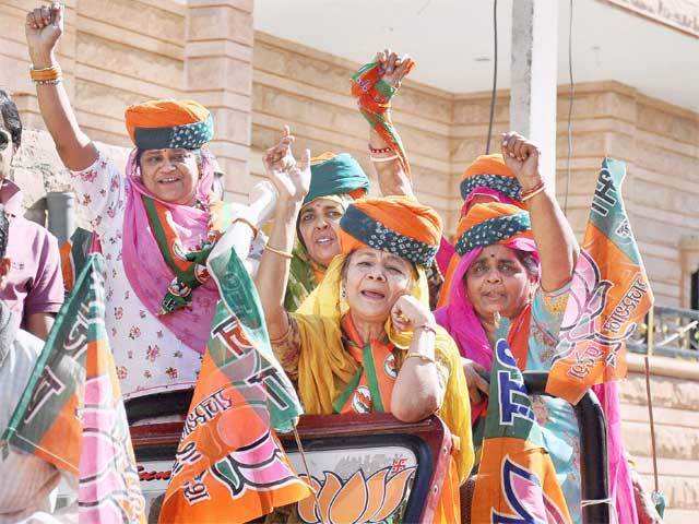 BJP supporters at a campaign in Jodhpur