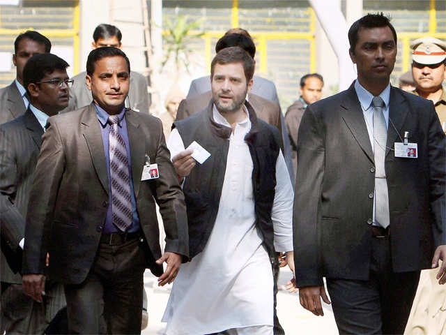 Rahul Gandhi shows his voter identity card