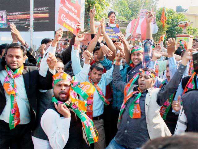 BJP celebrates Rajasthan poll results