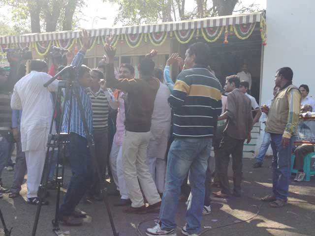 Celebrations outside Shivraj's house