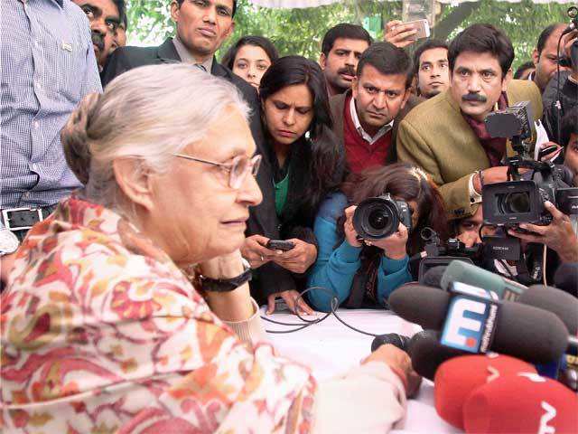 Sheila Dikshit during a press conference