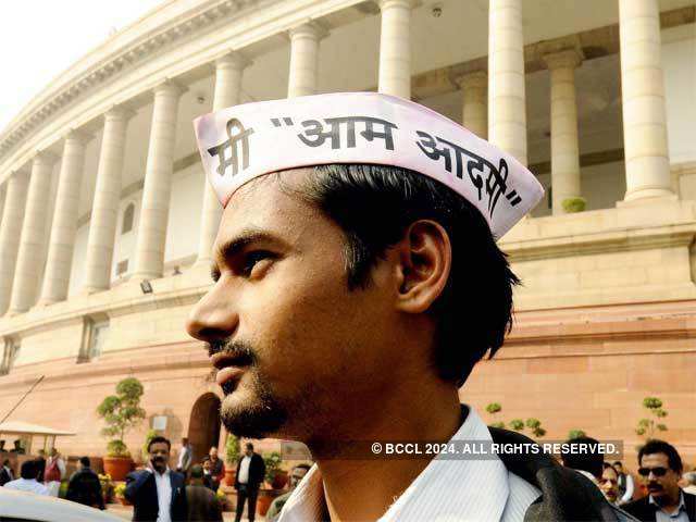 Aam Aadmi supporter in New Delhi