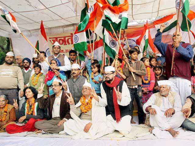 Anna Hazare supporters celebrate