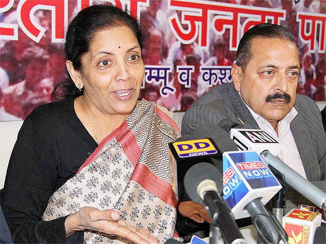 BJP spokesperson Nirmala Sitharaman addresses a press conference