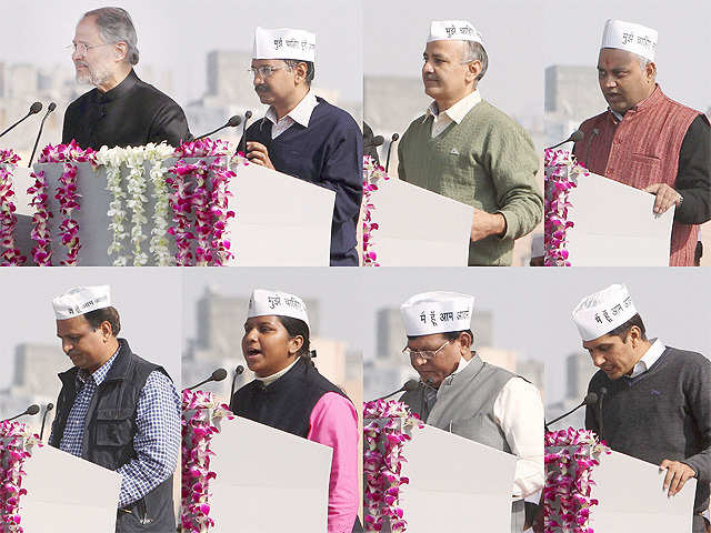 AAP leaders during the oath taking ceremony