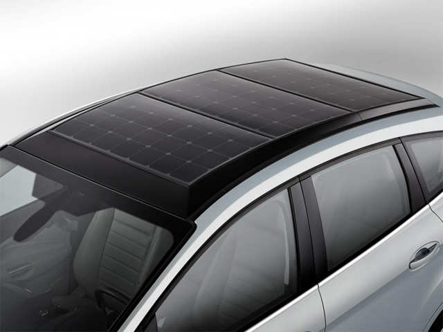 Solar panels on the vehicle's roof