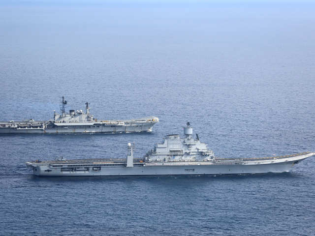 Two aircraft carriers at sea