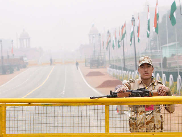 High security at Rajpath on the eve of Republic Day