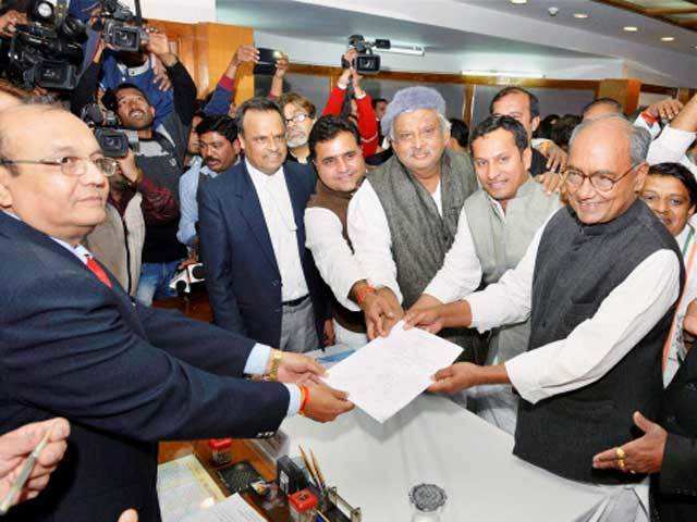 Digvijay Singh files his nomination paper for Rajya Sabha elections