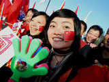 Chinese supporters cheer in Canberra