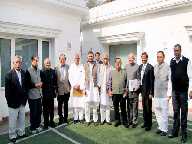 Rahul Gandhi with Union Home Minister Sushilkumar Shinde and MPs from northeast States