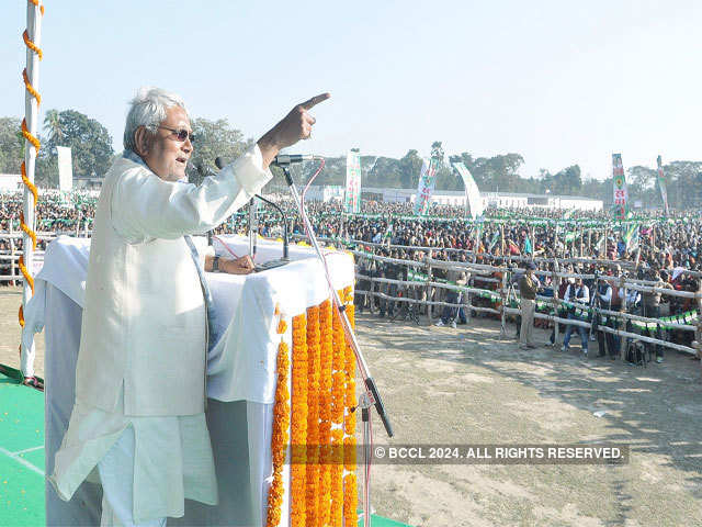 Nitish Kumar addressing a Sankalp Rally at Patel Maidan in Saharsa