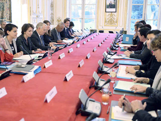 French PM Jean-Marc Ayrault  chairs a meeting