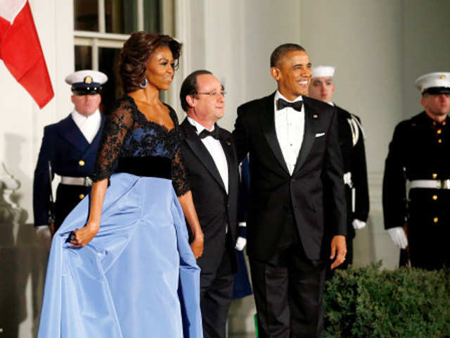 The Obamas welcome French President Hollande to a State Dinner at  White House