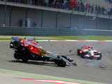 Force India crashes out