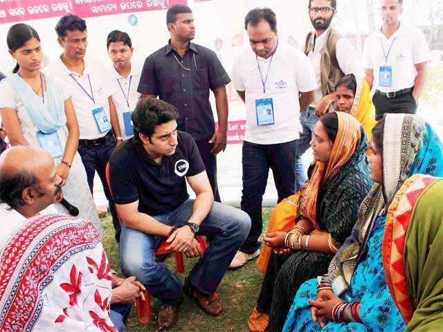 Abhishek Bachchan during his visit at cyclone shelter