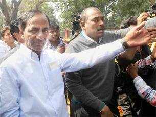 TRS chief K Chandrasekhar Rao leaves after meeting Sonia Gandhi