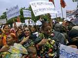 Supporters of BJP Wearing Garlands of Vegetables 