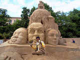 Sand sculpture on global warming