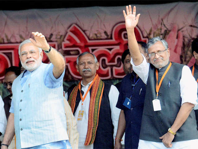 Narendra Modi with Sushil Kumar Modi at Purnea