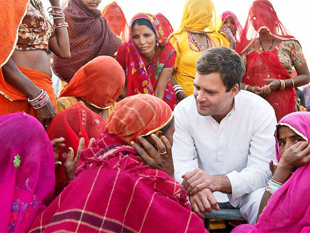 Rahul Gandhi interacts with a group of women mine workers