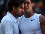 Roger Federer congratulates  Rafael Nadal