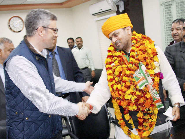 Madhan Lal Sharma files nomination papers in Jammu