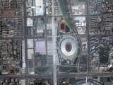 Satellite image of three stadiums