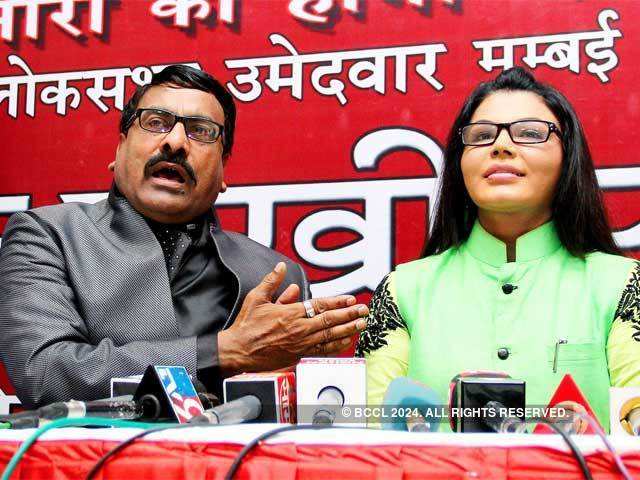 Rakhi Sawant at a press conference in Mumbai