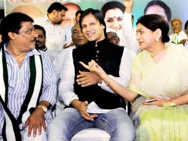 Poll rally: Vivek Oberoi with his Mother-in-Law