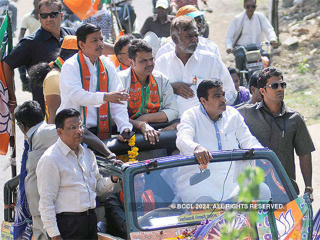 Nitin Gadkari of BJP during an election campaign rally