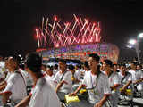 Performers outside National Stadium