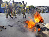 Protestors in Srinagar