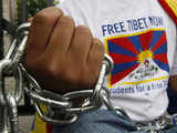 Pro-Tibet demonstrator is chained