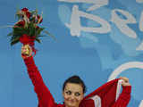 Sibel poses during medal ceremony