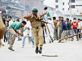 Protestors in Srinagar