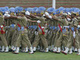 Indian police march