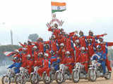 Military police personnel showing their stunts