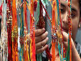 A girl selects rakhi in Jammu