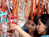 Girls purchasing Rakhis