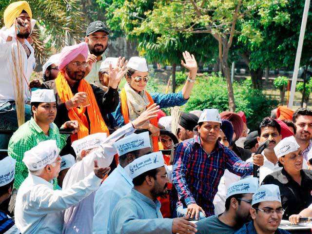 Gul Panag during an election road show