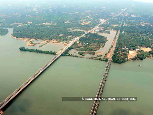 Aerial view of Nethravathi bridge in Mangalore