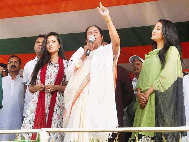 Mamata Banerjee during an election campaign rally