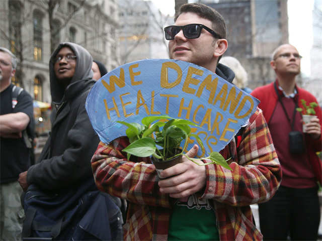 Environmental activists demonstrate on Earth Day in New York City