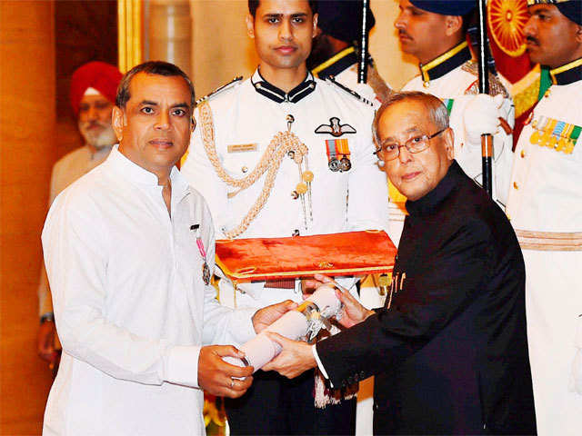 Paresh Rawal receives Padma Shri from President Pranab Mukherjee