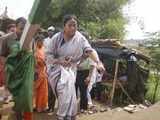 Mamta Banerjee arriving to address party activists