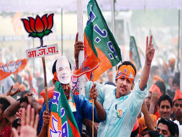 BJP supporters at a rally in Ahmedabad