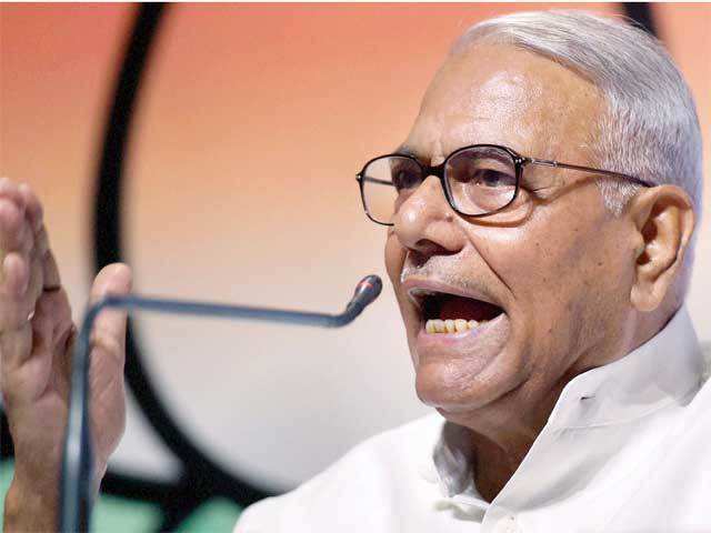 Yashwant Sinha at a press conference